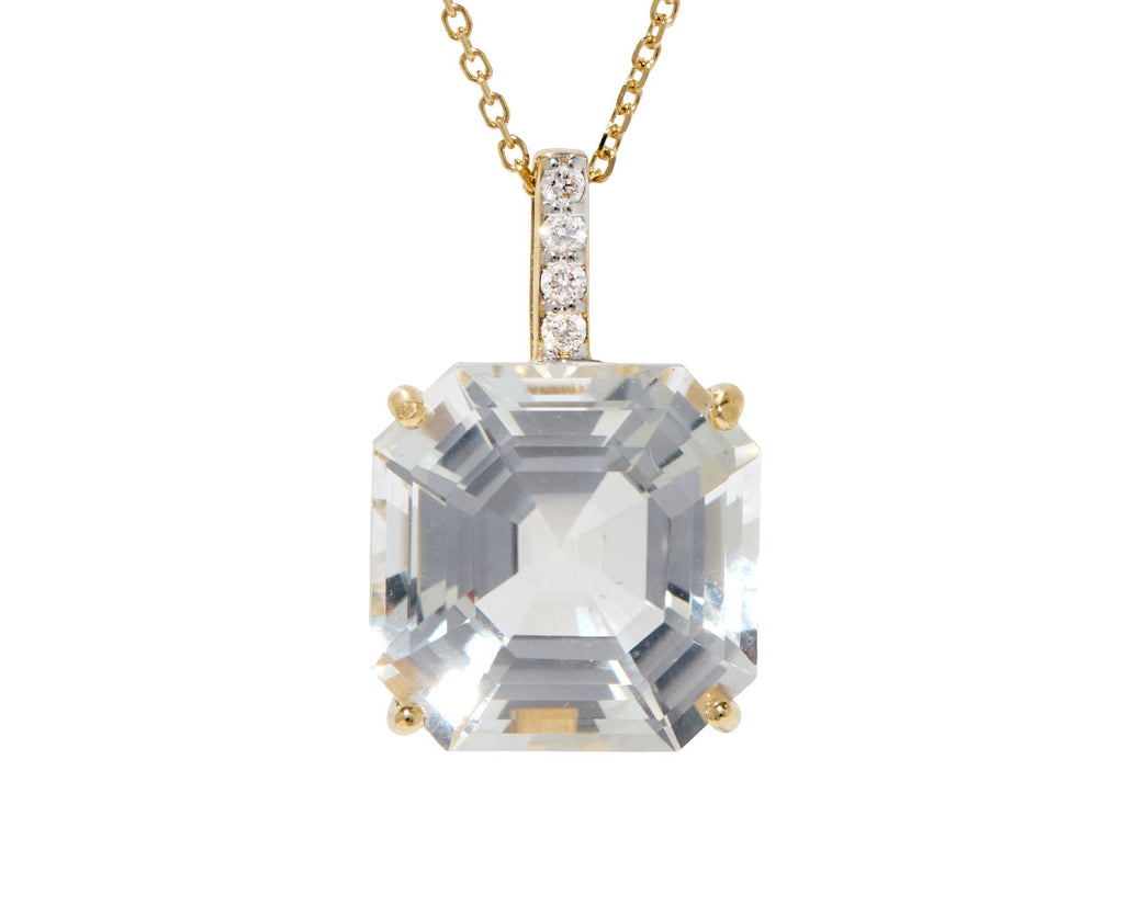 Asscher Cut White Topaz Pendant Necklace
