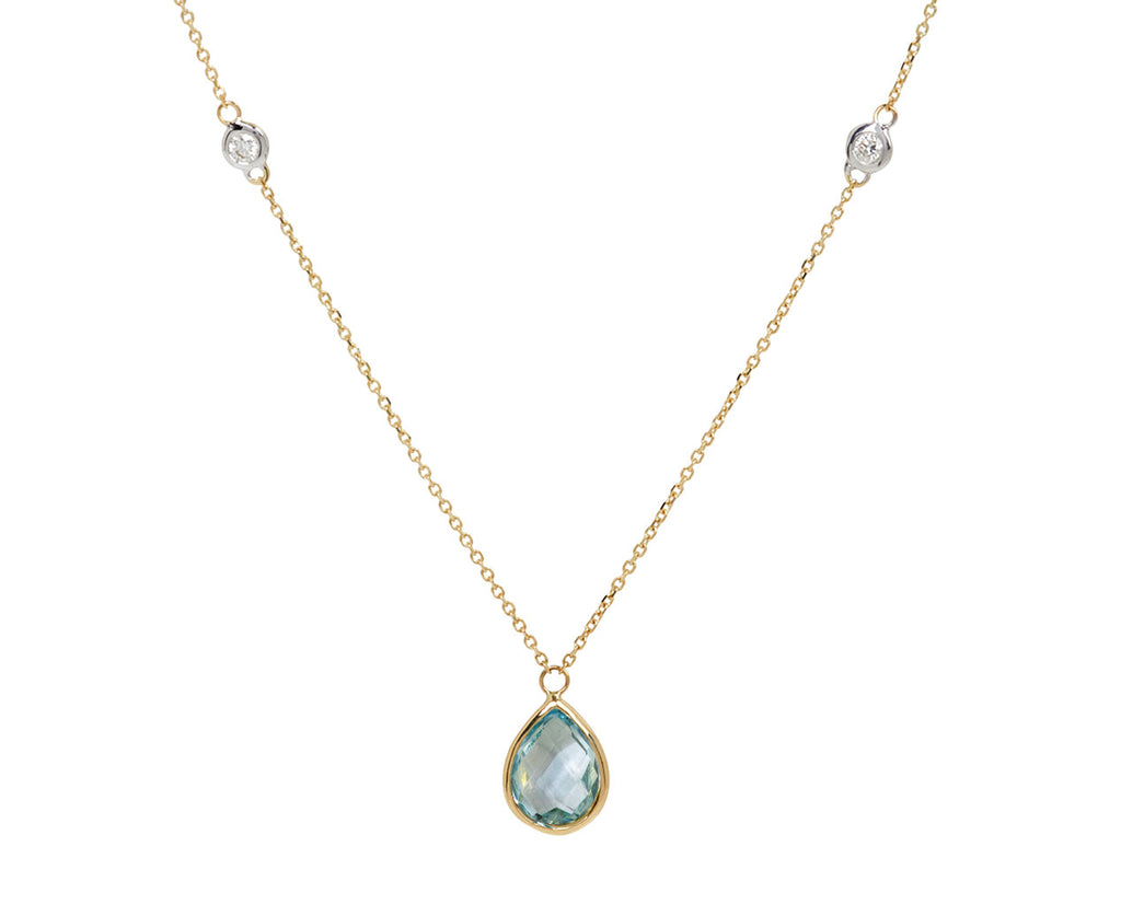 Mateo Blue Topaz and Diamond Pendant Necklace