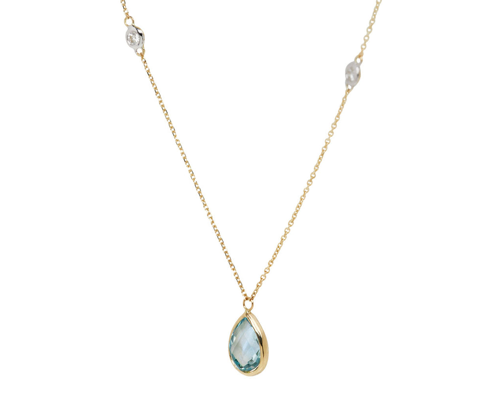 Mateo Blue Topaz and Diamond Pendant Necklace - Side View