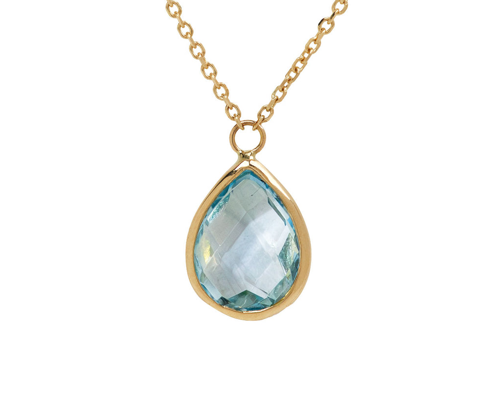 Mateo Blue Topaz and Diamond Pendant Necklace - Closeup