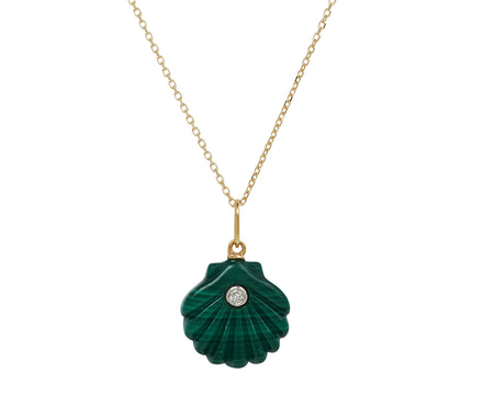 Malachite and Diamond Venus Pendant Necklace
