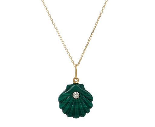 Malachite and Diamond Venus Pendant Necklace