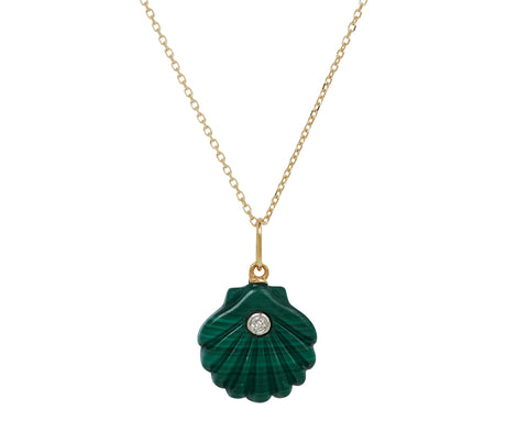 Malachite and Diamond Venus Pendant Necklace