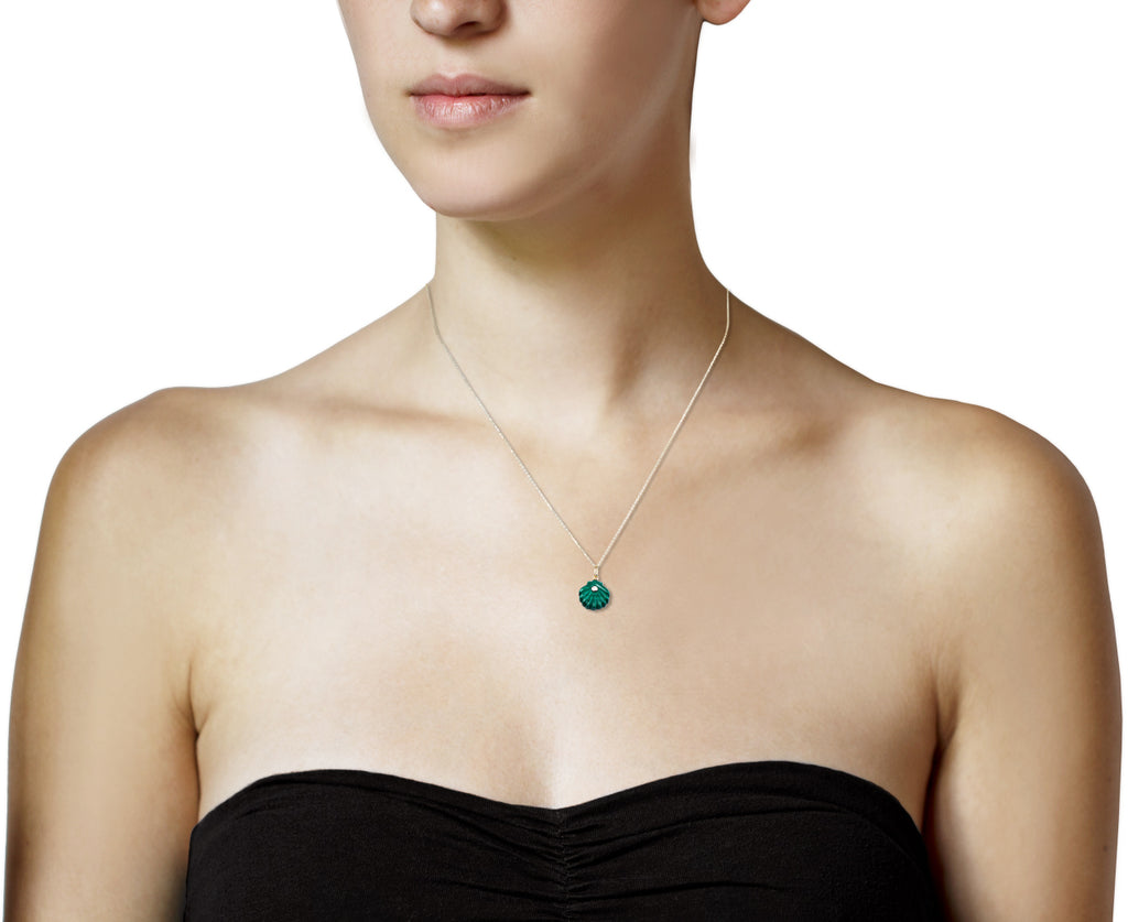 Malachite and Diamond Venus Pendant Necklace