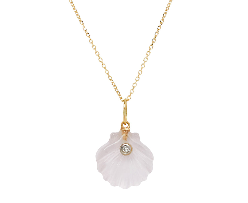 Rose Quartz and Diamond Venus Pendant Necklace
