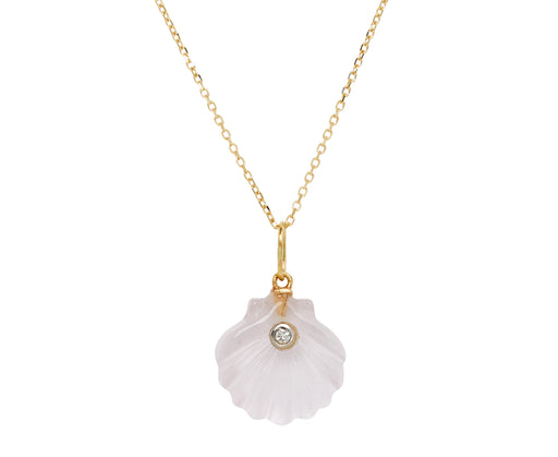 Rose Quartz and Diamond Venus Pendant Necklace