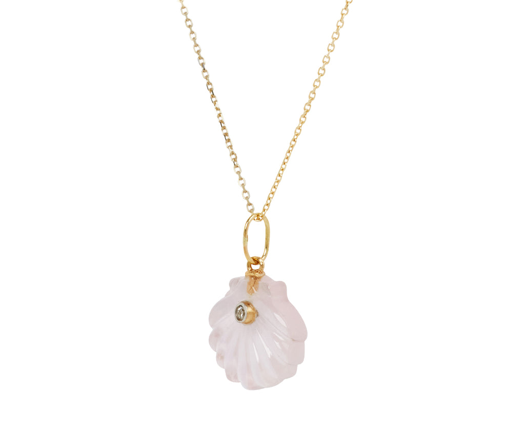 Rose Quartz and Diamond Venus Pendant Necklace