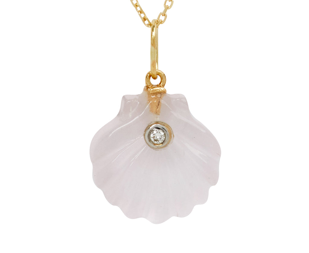 Rose Quartz and Diamond Venus Pendant Necklace