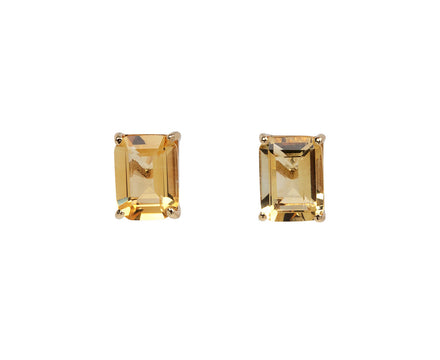 Emerald Cut Citrine Stud Earrings