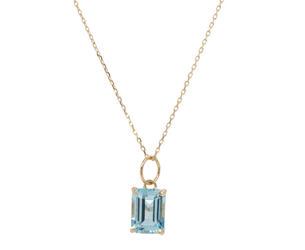 Emerald Cut Blue Topaz Pendant Necklace