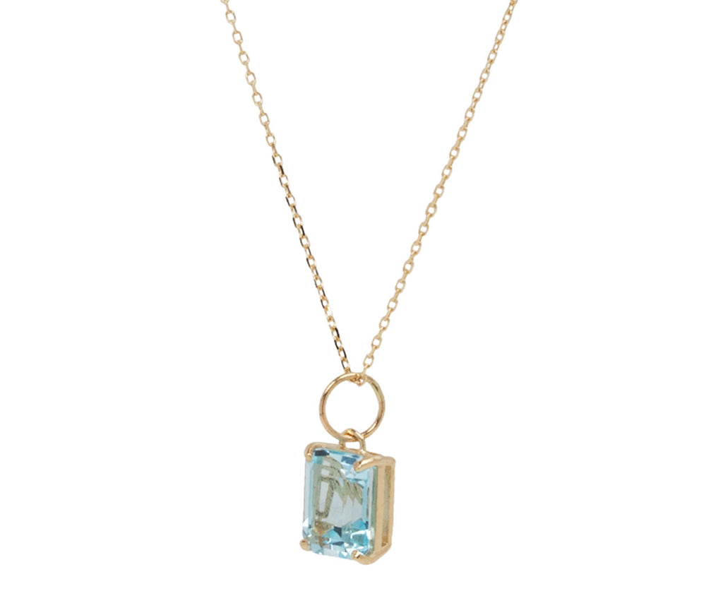Emerald Cut Blue Topaz Pendant Necklace