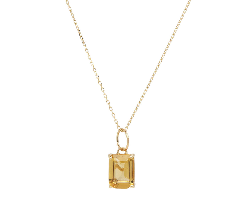 Emerald Cut Citrine Pendant Necklace