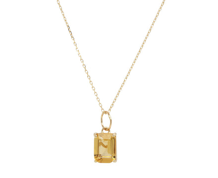 Emerald Cut Citrine Pendant Necklace