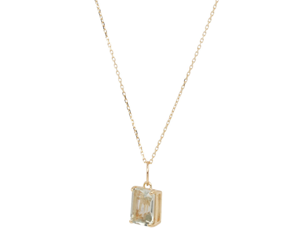 Emerald Cut Green Amethyst Pendant Necklace