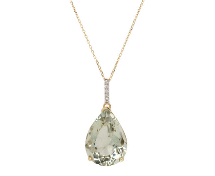 Green Amethyst Pear Drop Pendant Necklace