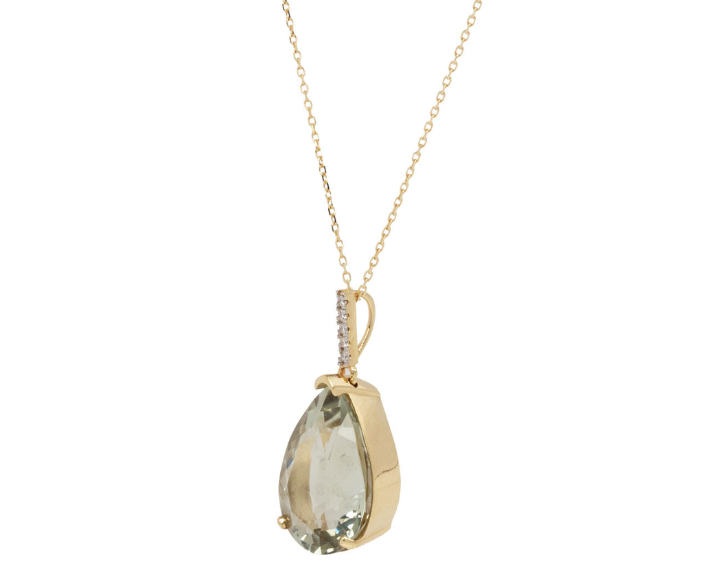 Green Amethyst Pear Drop Pendant Necklace