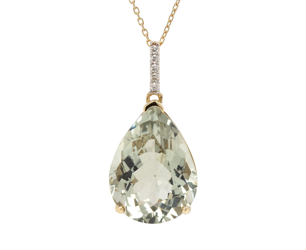 Green Amethyst Pear Drop Pendant Necklace