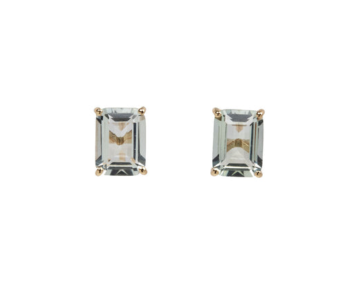 Emerald Cut Green Amethyst Stud Earrings