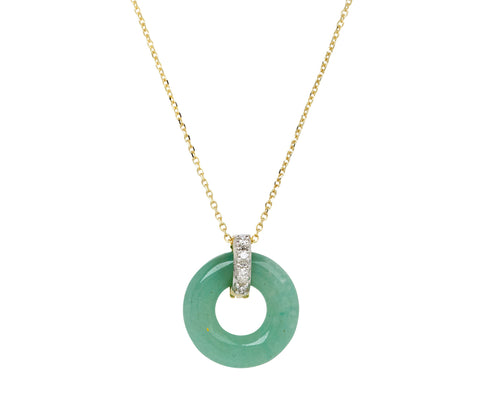 Mateo Jade and Diamond Donut Door Knocker Pendant Necklace