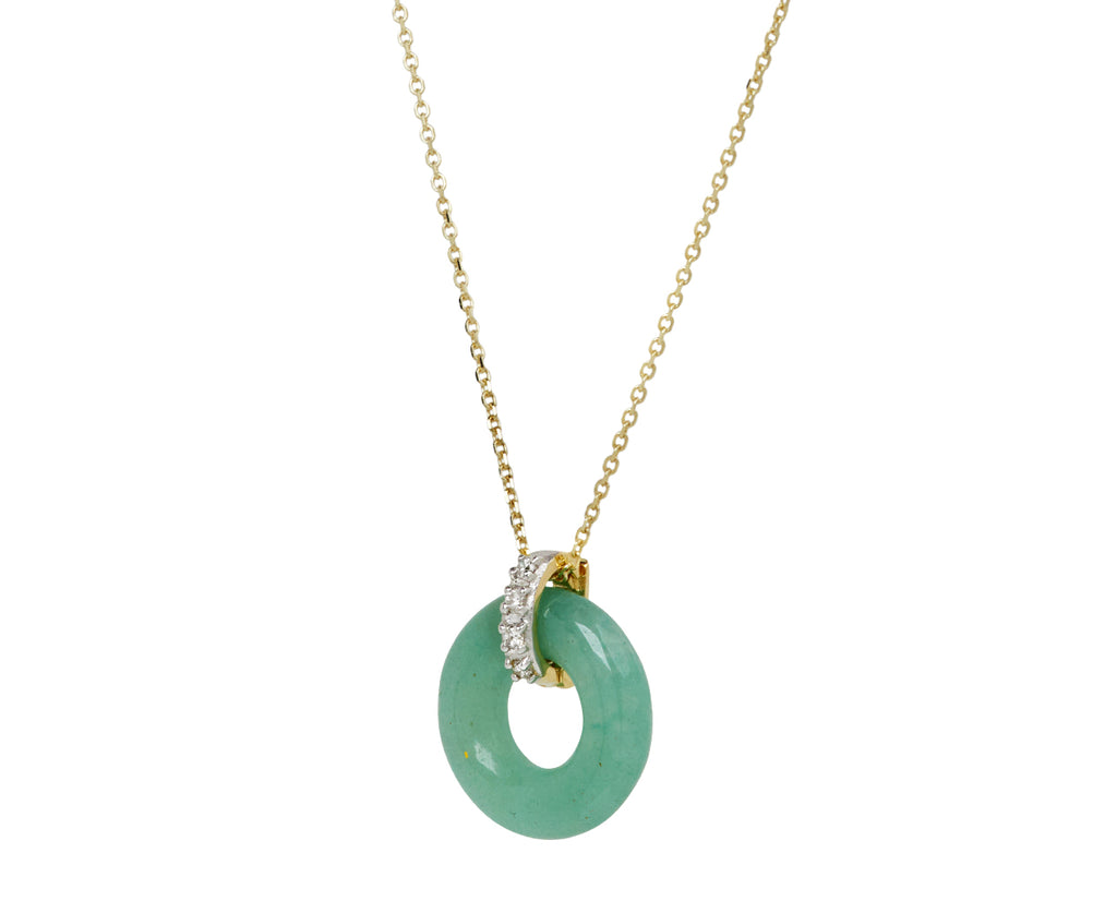 Mateo Jade and Diamond Donut Door Knocker Pendant Necklace - Side View