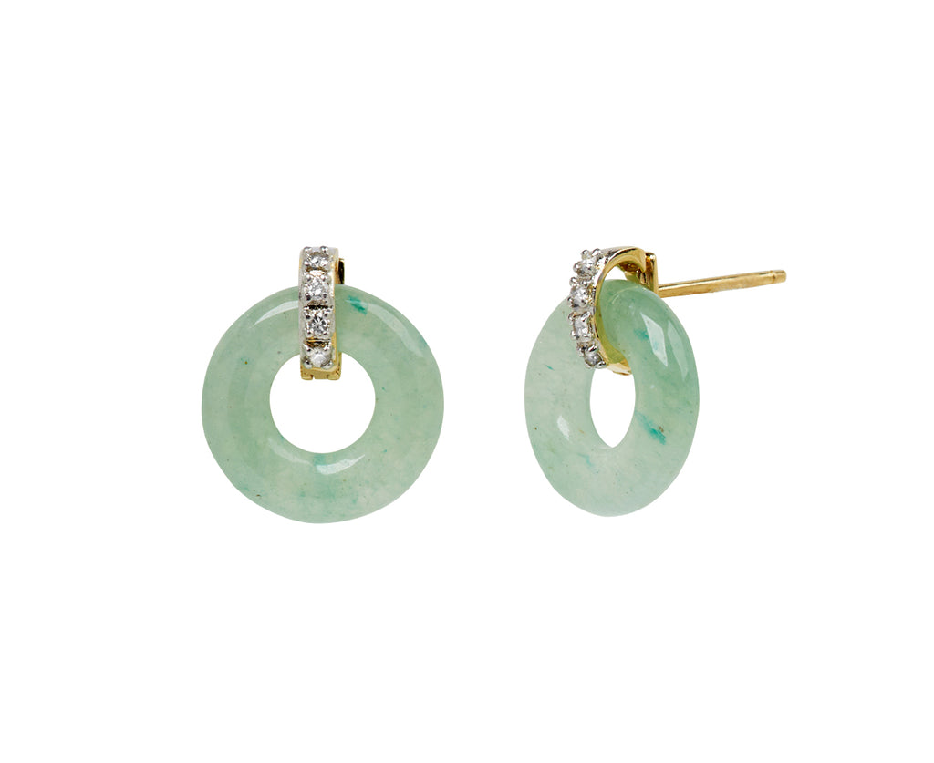 Mateo Jade and Diamond Door Knocker Earrings - Side View
