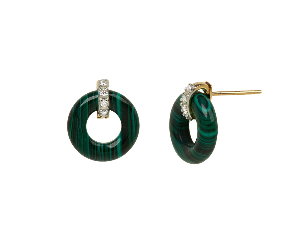 Malachite and Diamond Door Knocker Earrings