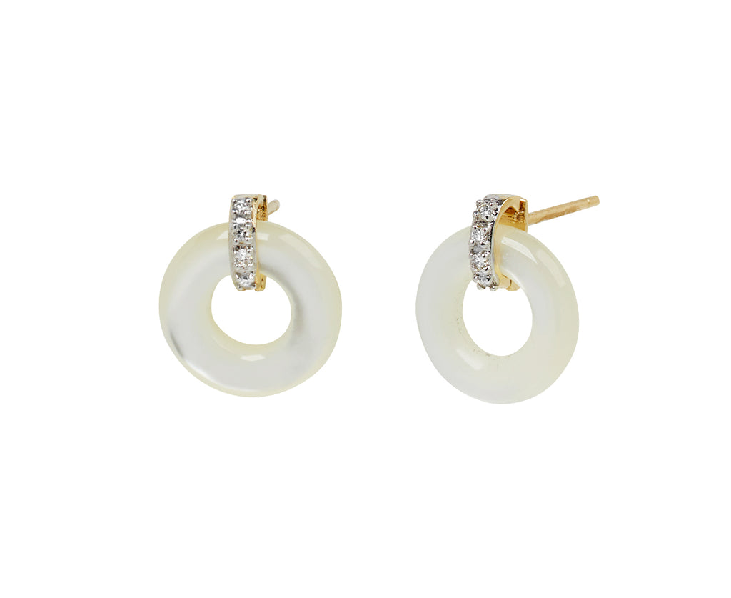 Mateo Mother-of-Pearl and Diamond Door Knocker Earrings - Side View