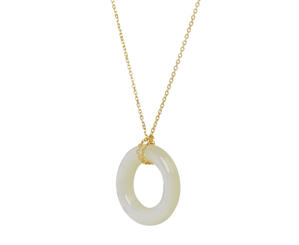 Mateo Mother-of-Pearl Donut Pendant Necklace - Side View