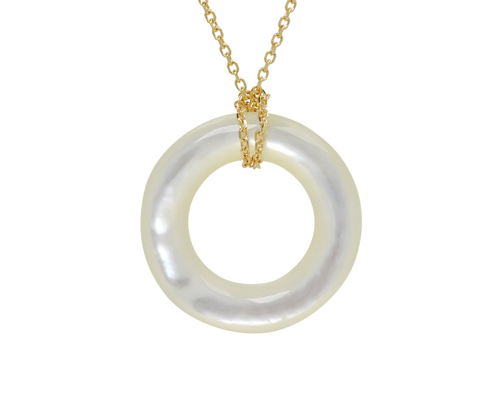 Mateo Mother-of-Pearl Donut Pendant Necklace - Closeup