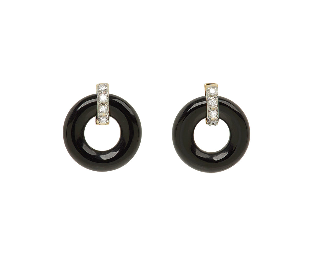 Black Onyx and Diamond Door Knocker Earrings