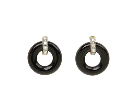 Black Onyx and Diamond Door Knocker Earrings