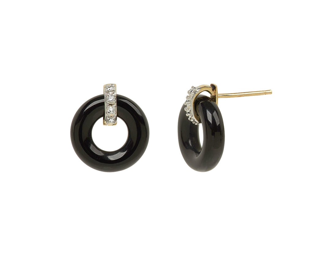 Black Onyx and Diamond Door Knocker Earrings