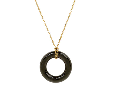 Black Onyx Donut Pendant Necklace