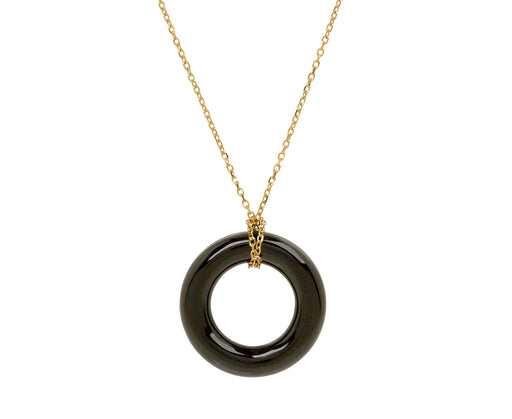 Black Onyx Donut Pendant Necklace