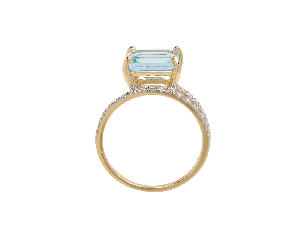 Blue Topaz and Diamond Point of Focusing Ring