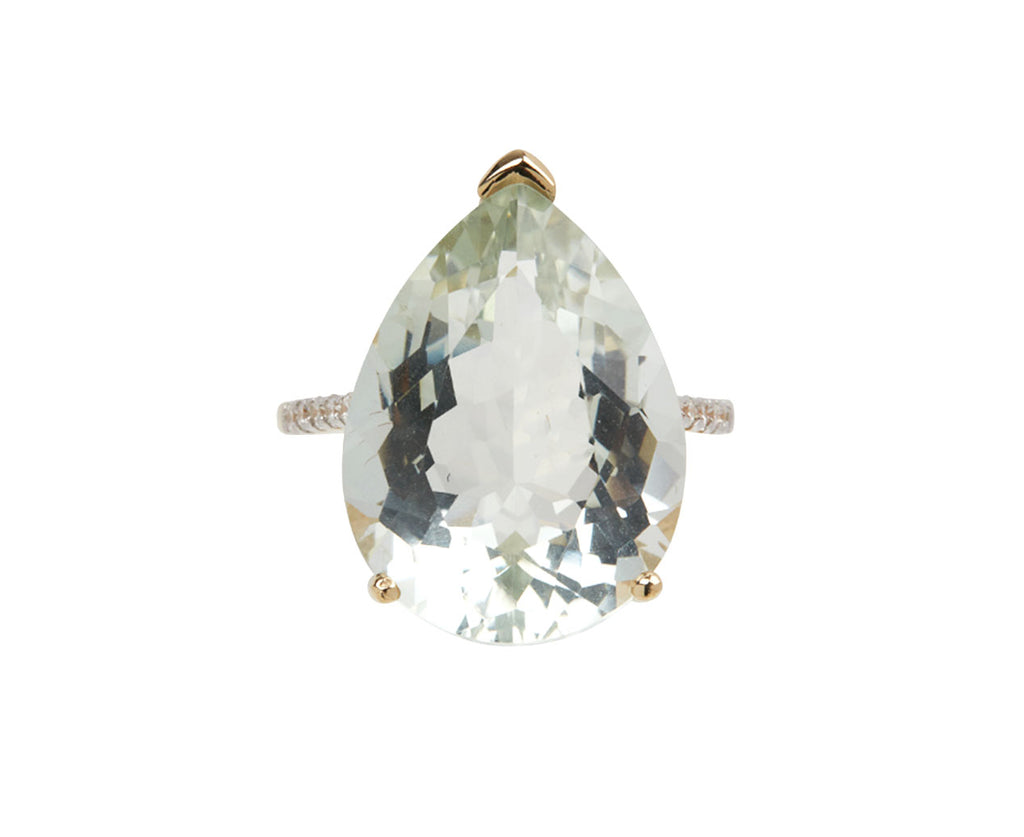 Green Amethyst Pear Drop Ring