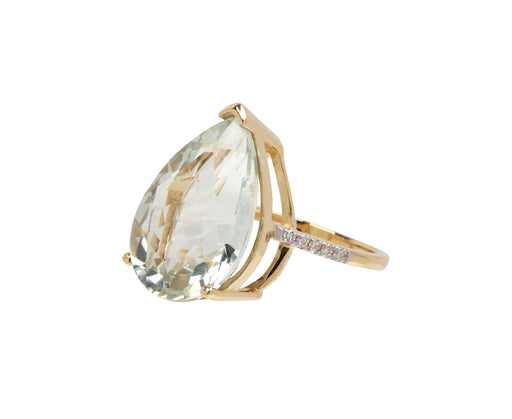 Green Amethyst Pear Drop Ring