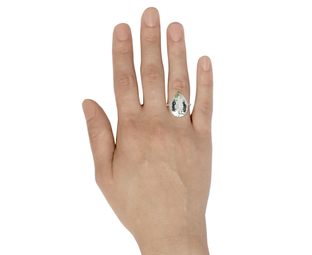 Green Amethyst Pear Drop Ring