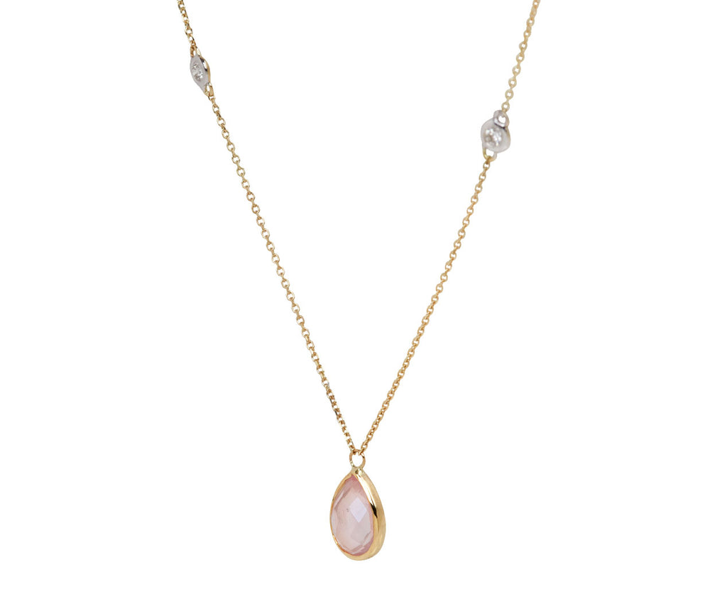 Mateo Pink Topaz and Diamond Pendant Necklace - Side View