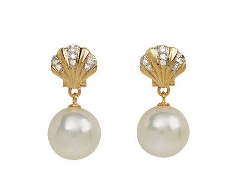 Pearl and Diamond Petite Venus Drop Earrings
