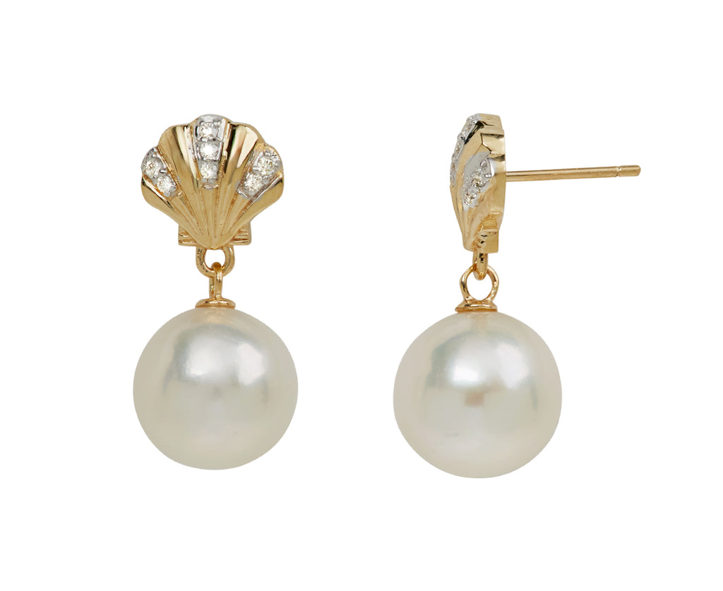 Pearl and Diamond Petite Venus Drop Earrings