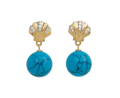 Turquoise and Diamond Petite Venus Drop Earrings