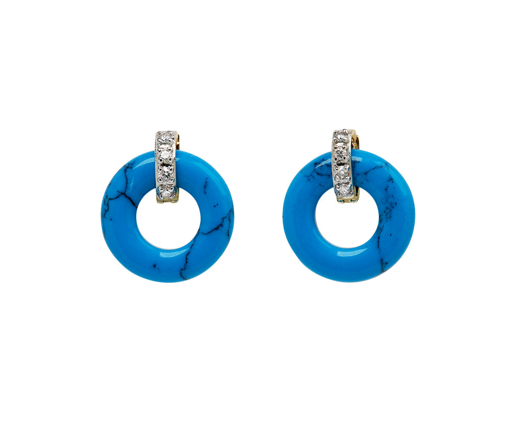 Mateo Turquoise and Diamond Door Knocker Earrings