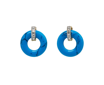 Mateo Turquoise and Diamond Door Knocker Earrings