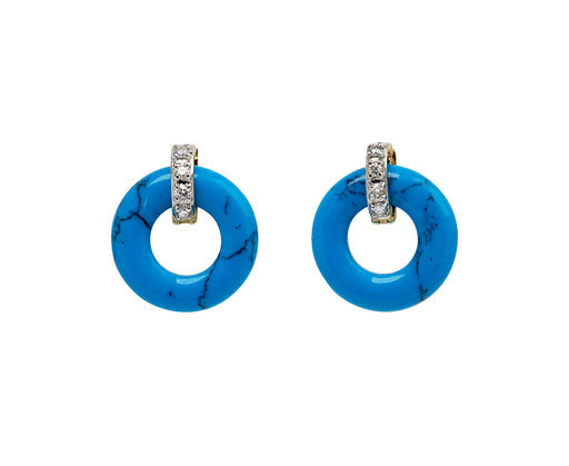 Mateo Turquoise and Diamond Door Knocker Earrings