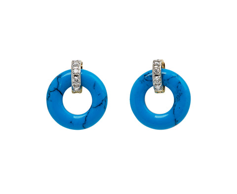 Mateo Turquoise and Diamond Door Knocker Earrings