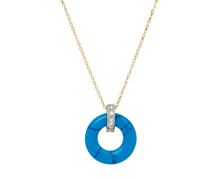 Mateo Turquoise and Diamond Donut Pendant Necklace