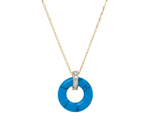 Mateo Turquoise and Diamond Donut Pendant Necklace