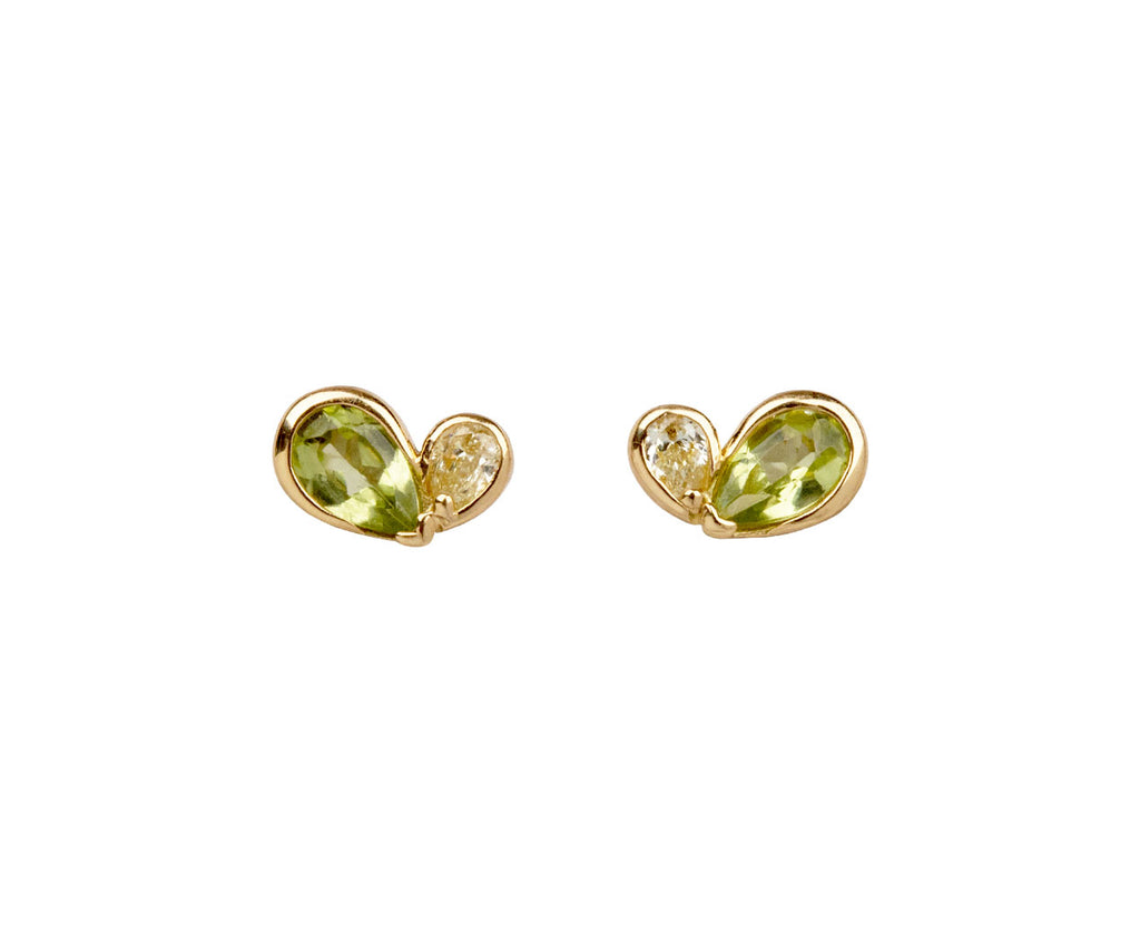 Femme Jam 925 Sterling Silver, PERIDOT, Round Shape, 6 mm, Green Color,  Stud Earrings | White Gold Peridot Stud Earring ()