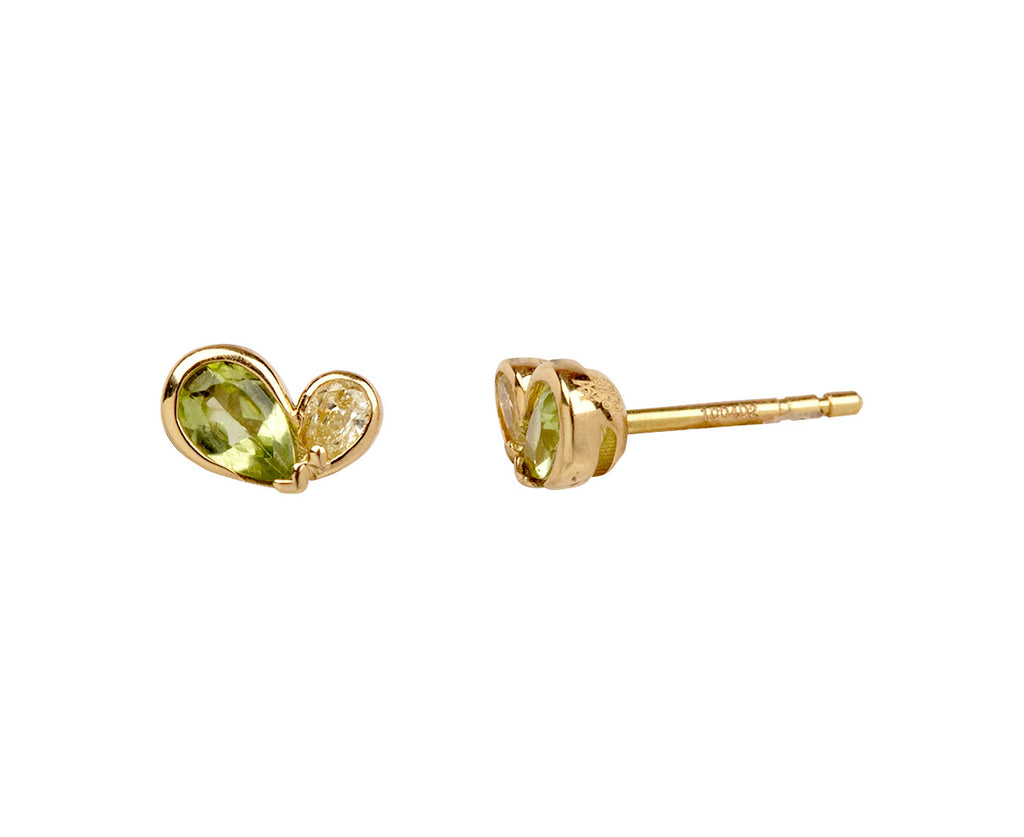 Peridot Duo Heart Stud Earrings
